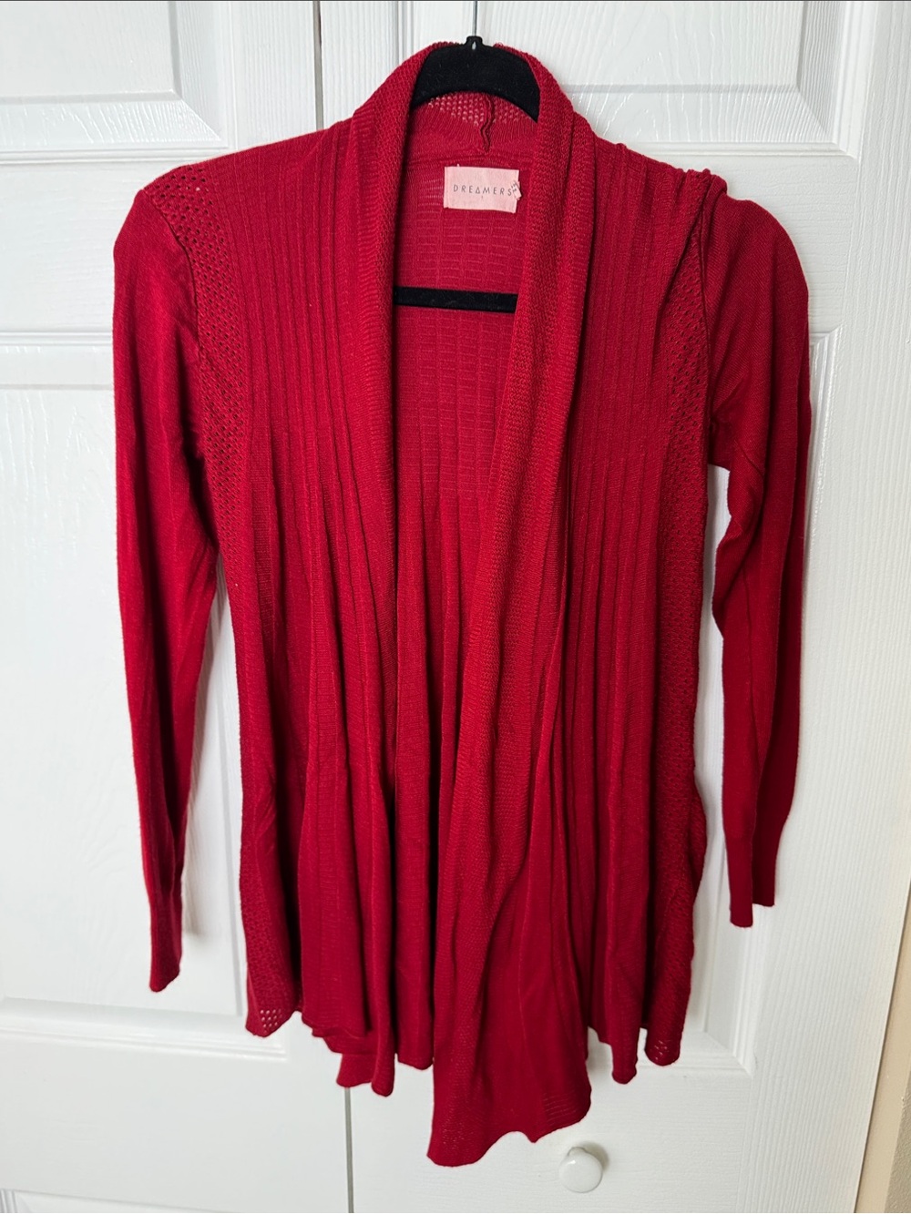 Dreamers Crimson Open-Front Lightweight Cardigan